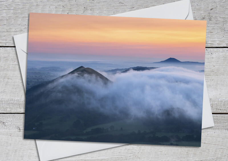 The Lawley and the Wrekin at dawn, seen from Caer Caradoc, Shropshire.