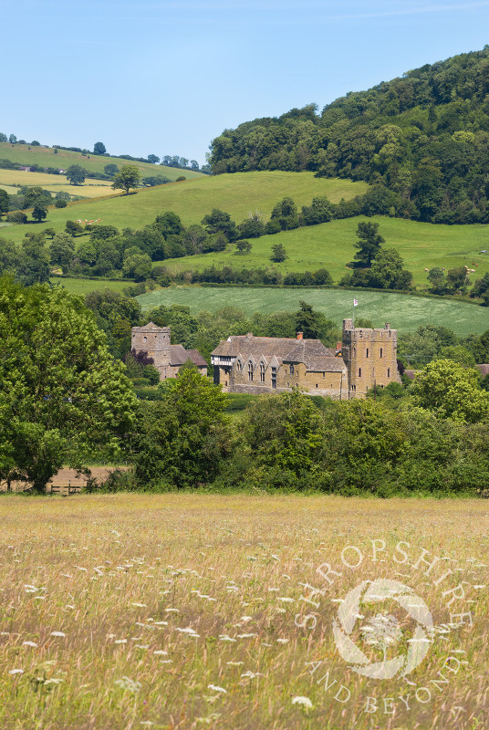 Stokesay Castle and the church of St John the Baptist, near Craven Arms, Shropshire.
