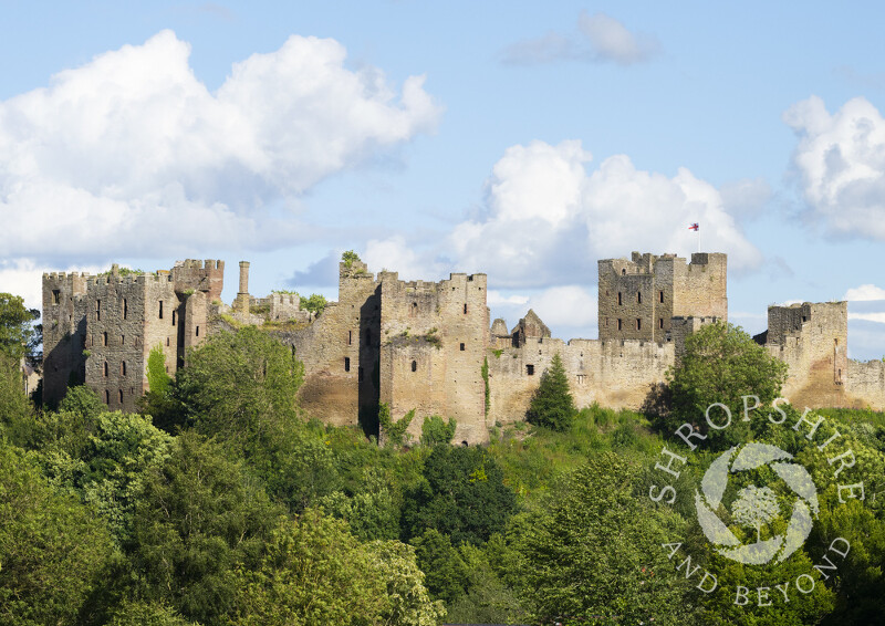 Summer at Ludlow Castle, seen from Halton Lane, Shropshire.
