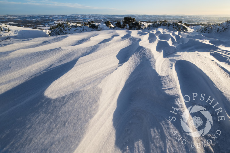 Snow drifts at Clee Hill village, Shropshire.