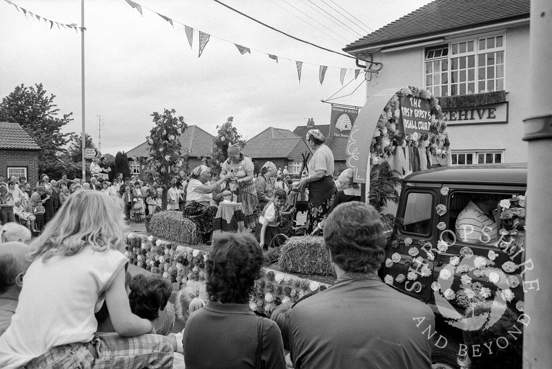 Idsall Court's Tipsy Gypsy float in the carnival procession at Shifnal,  Shropshire, in June 1987.