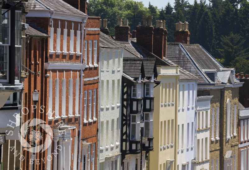 The view down Broad Street, Ludlow, Shropshire.