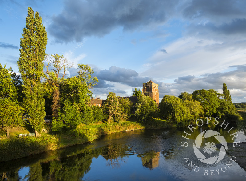 St Eata's Church reflected in the River Severn at Atcham, Shropshire.