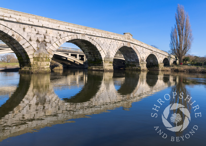 Bridges over the River Severn at Atcham, near Shrewsbury, Shropshire.