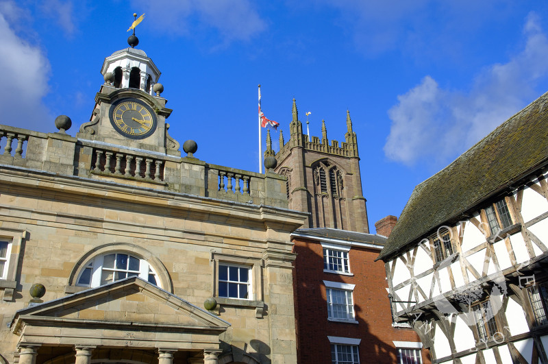 The Buttercross and St Laurence's Church, Ludlow, Shropshire.