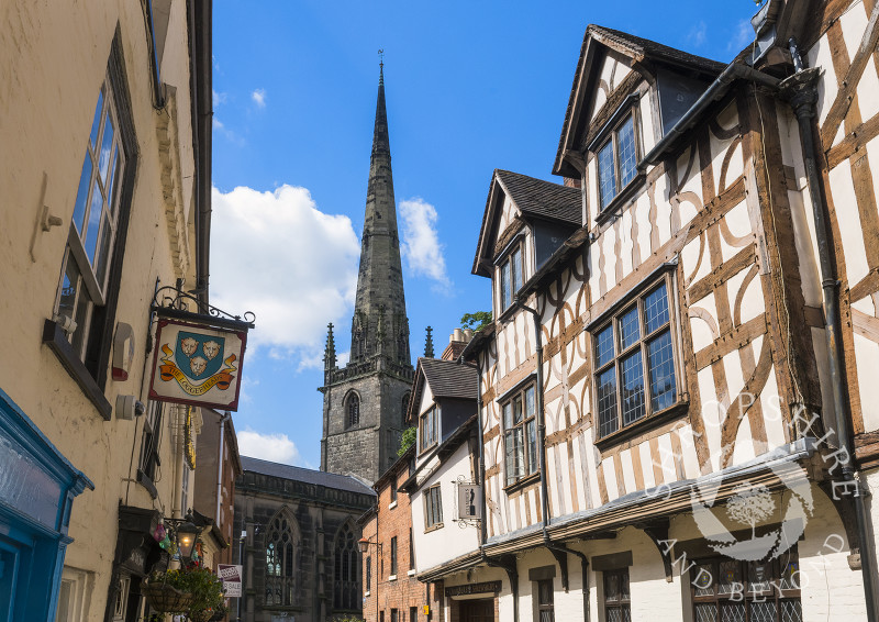 Church Street and St Alkumnd's Church, Shrewsbury, Shropshire.