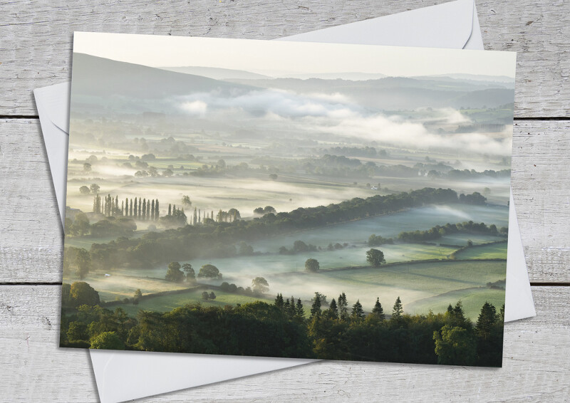 Morning mist in the Onny Valley, seen from Heath Mynd, Shropshire.