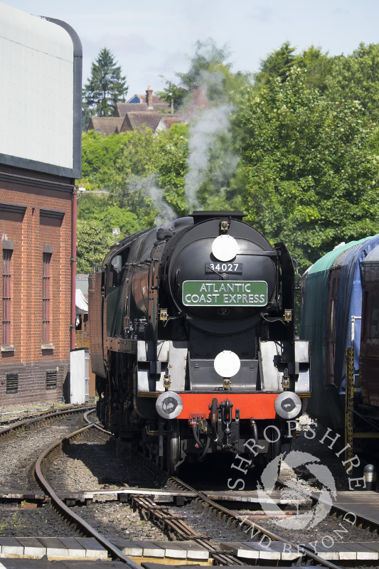 Taw Valley 34027 Atlantic Coast Express at Bridgnorth Station, Shropshire, on the Severn Valley Railway line.