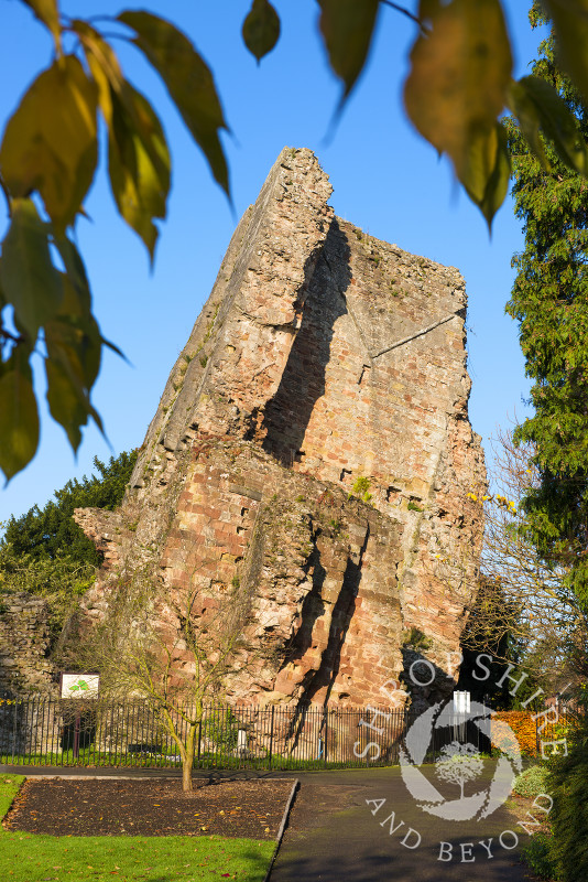 The Norman tower of Bridgnorth Castle, Shropshire, England.