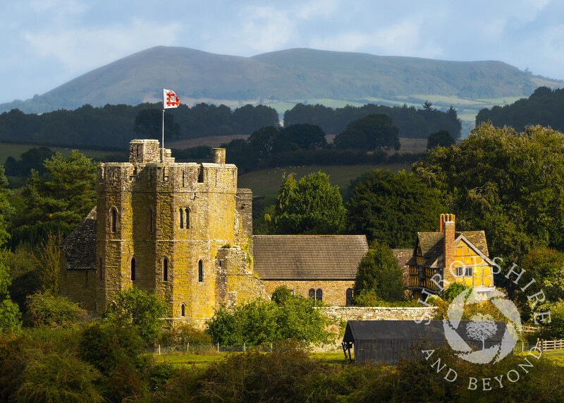 Stokesay Castle and Ragleth Hill in south Shropshire.