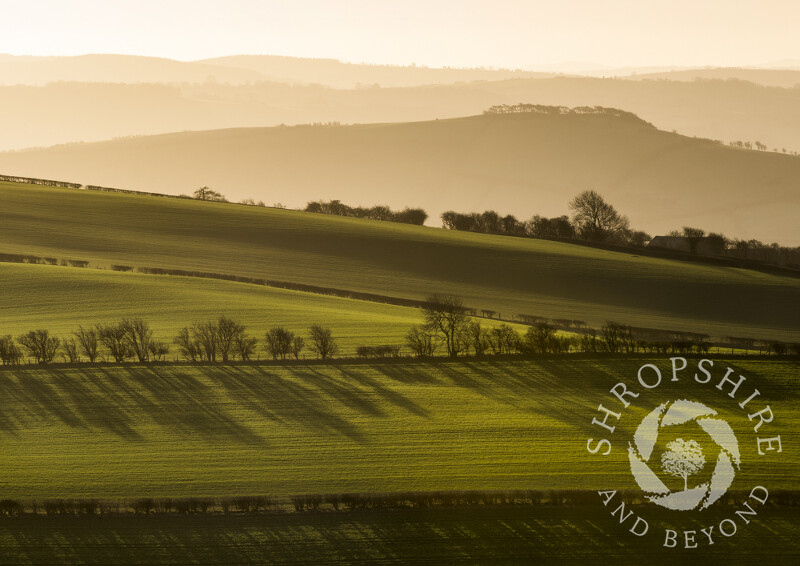 Sunrise seen from Bury Ditches hill fort, south Shropshire.