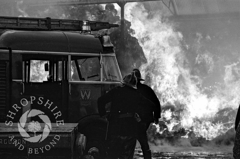 Upton barn fire, Shifnal, Shropshire, March 1965.