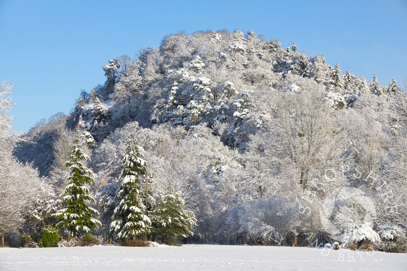 High Rock at Bridgnorth, Shropshire, beneath a layer of snow.