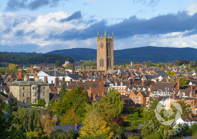 St Laurence's Church towers above Ludlow, Shropshire.