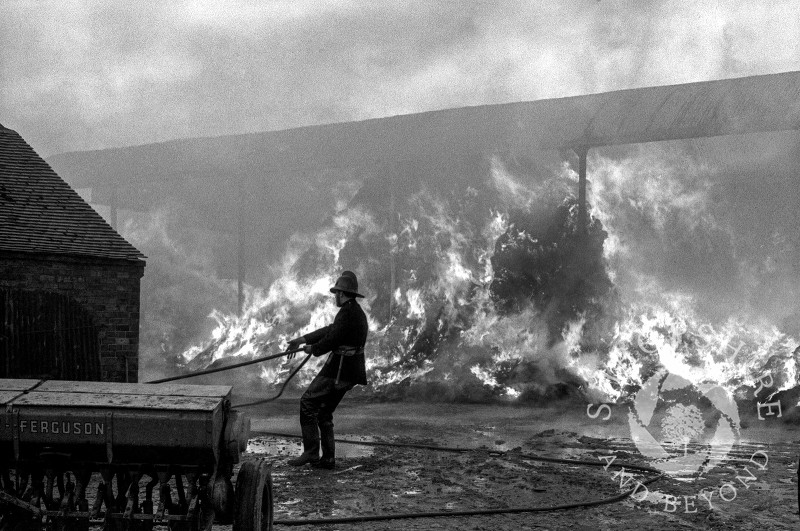 Upton barn fire, Shifnal, Shropshire, March 1965.