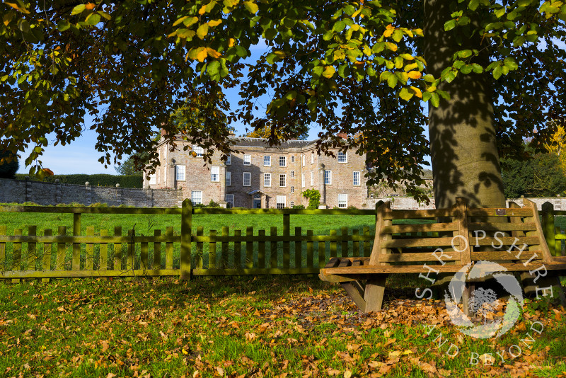 Autumn sunshine on 16th century Morville Hall, near Bridgnorth, Shropshire.