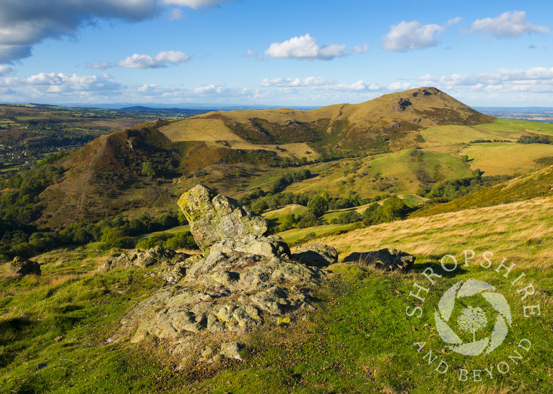 Caer Caradoc seen from Hope Bowdler Hill, Shropshire, England.