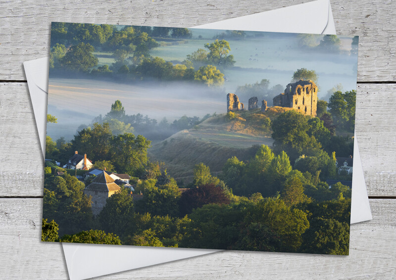 Misty sunrise at Clun, Shropshire.