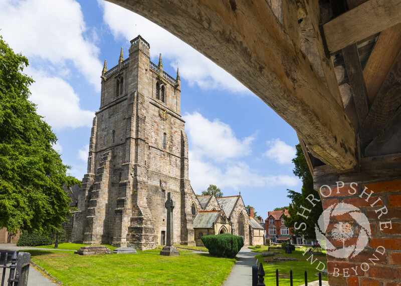 St Oswald's Church and the lychgate, Oswestry, Shropshire.