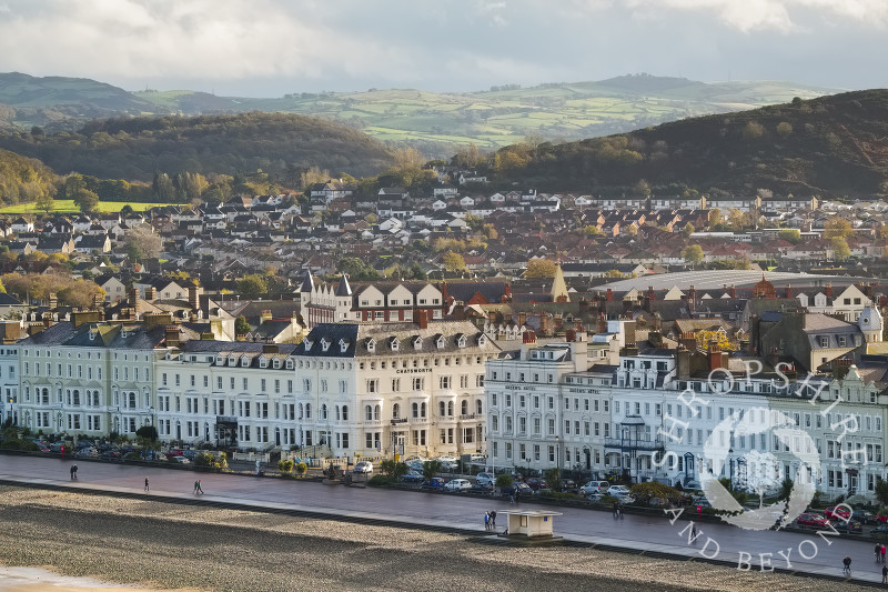 The promenade seen from Happy Valley, Llandudno, Conwy, Wales.