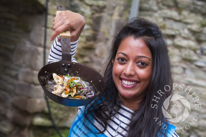 Hushna Chutoo from Solihull taking part in Taco Fever, part of Chef's Kitchen at the 2017 Ludlow Spring Festival.