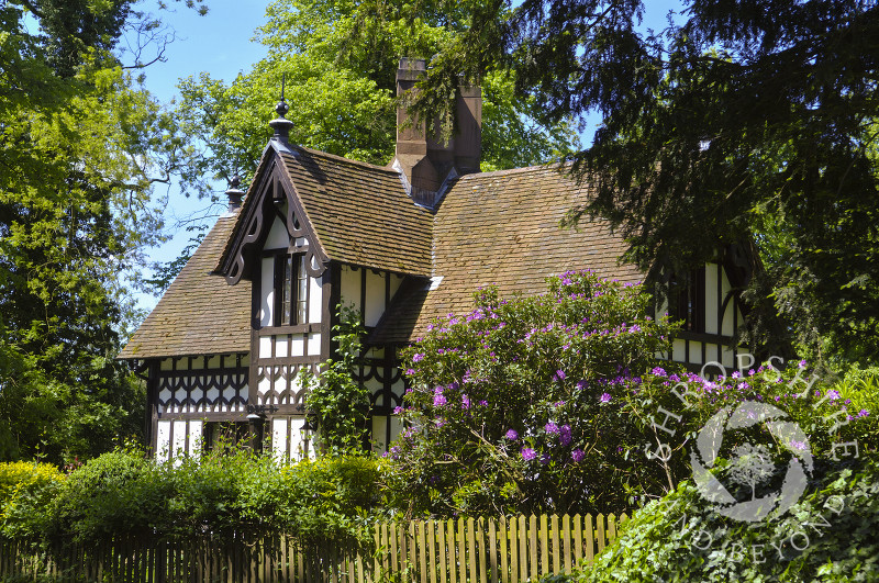 Black and white cottage in the village of Sheriffhales, Shropshire.