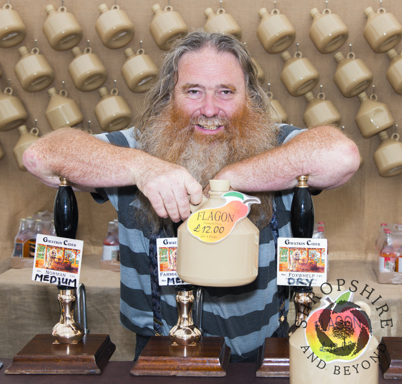 Denis Gwatkin of Gwatkin Cider at Ludlow Food Festival, Shropshire.