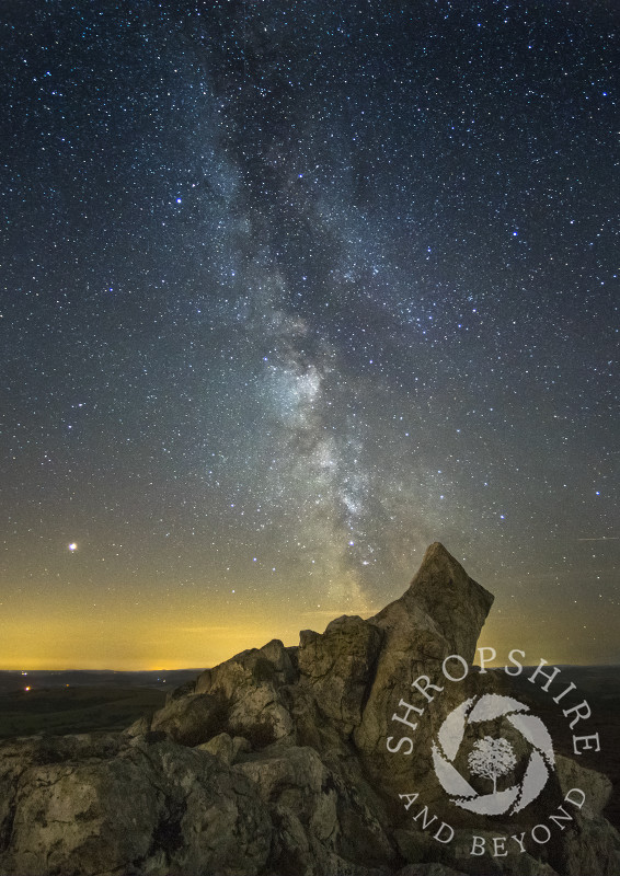 The Milky Way above Diamond Rock on the Stiperstones, Shropshire.