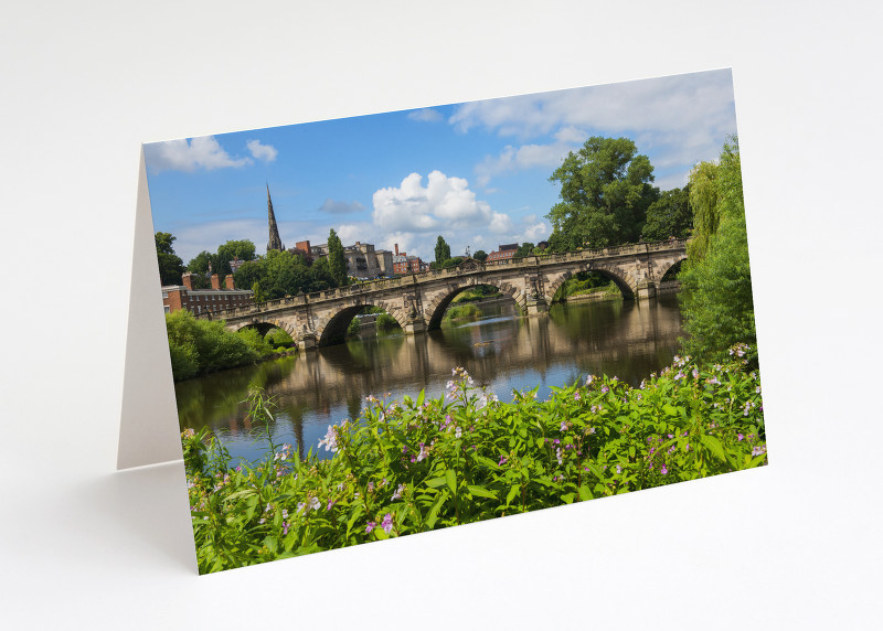 English Bridge and the River Severn at Shrewsbury, Shropshire.