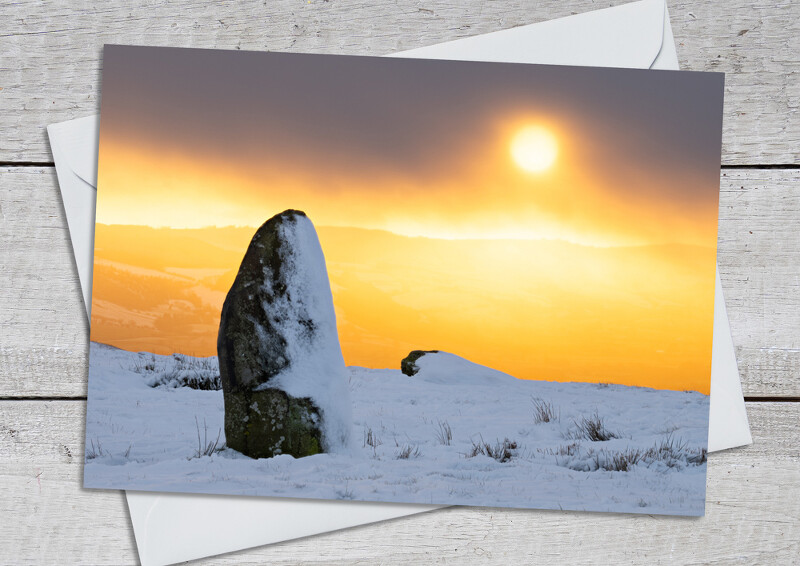 Winter sunset at Michell's Fold stone circle, Stapeley Hill, Shropshire.