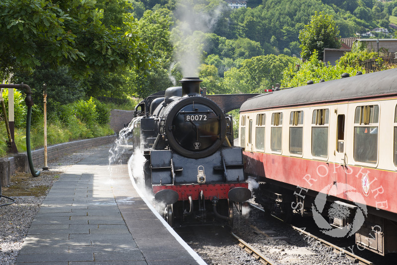 BR Standard Class 4 Tank at Llangollen Railway Station, Dengishshire, Wales.