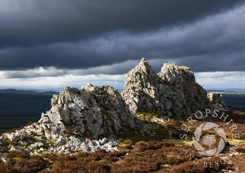 Daramatic light on the Devil's Chair, Stiperstones, Shropshire.