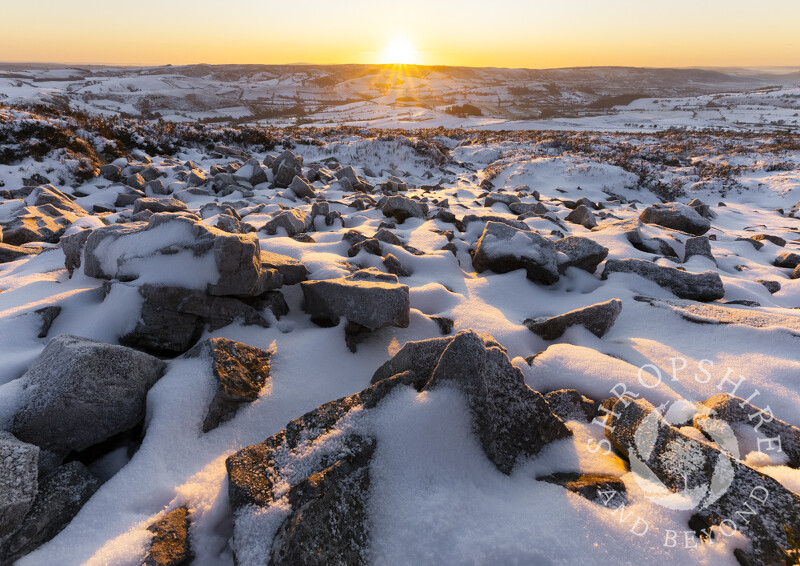 Winter sunrise on the Stiperstones, Shropshire.