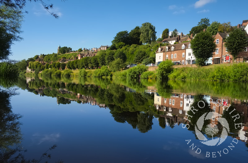 The Shropshire town of Bridgnorth reflected in the River Severn.