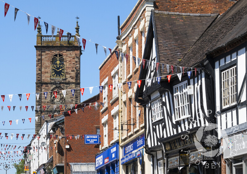 High Street and St Alkmund's Church, Whitchurch, Shropshire.