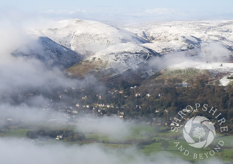 Winter mist and snow on the Long Mynd, Church Stretton, Shropshire.