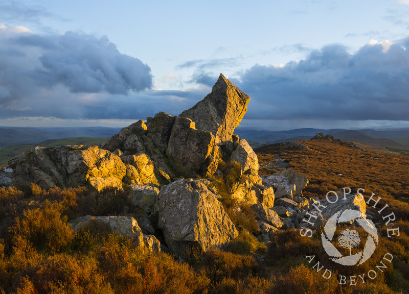 Diamond Rock at sunset on the Stiperstones, Shropshire.