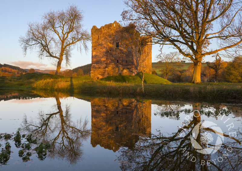 Sunrise at Hopton Castle, near Craven Arms, Shropshire.