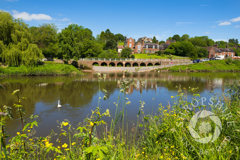 The village of Upper Arley on the banks of the River Severn, seen from Arley, Worcestershire, England.