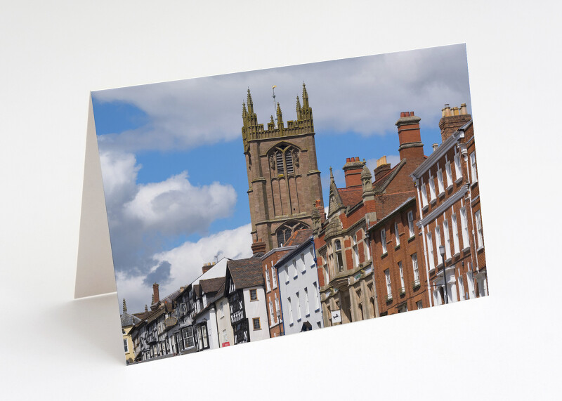 St Laurence's Church and Broad Street, Ludlow, Shropshire.