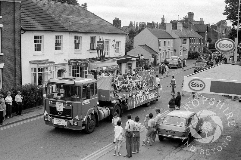 Telford Junior Ice Hockey Club float in the carnival parade at Shifnal,  Shropshire, in June 1987.