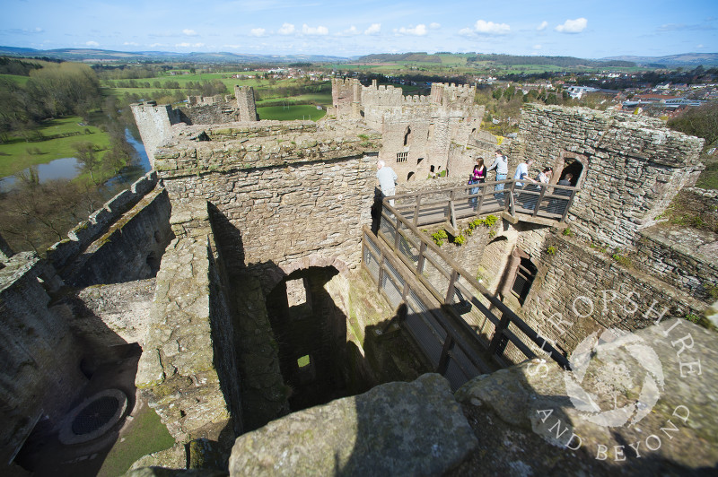 The ruined medieval castle at Ludlow, Shropshire, England.