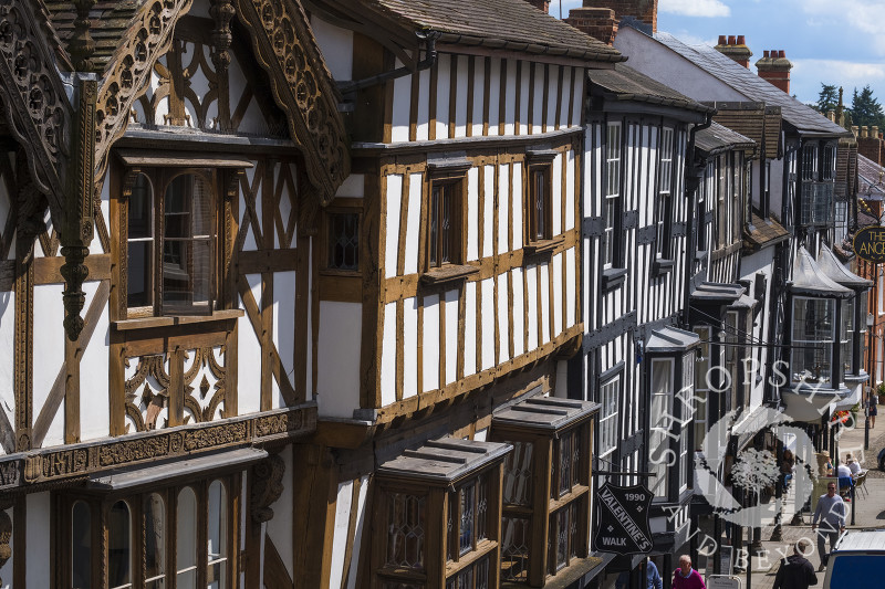 Half-timbered buildings in Broad Street, Ludlow, Shropshire.