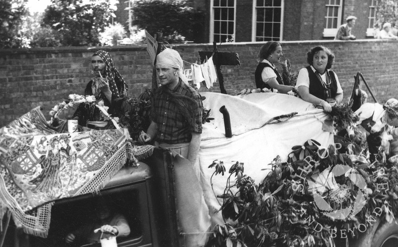 A float outside the Vicarage in Church Street, Shifnal, Shropshire, during the town's carnival procession in the 1950s.