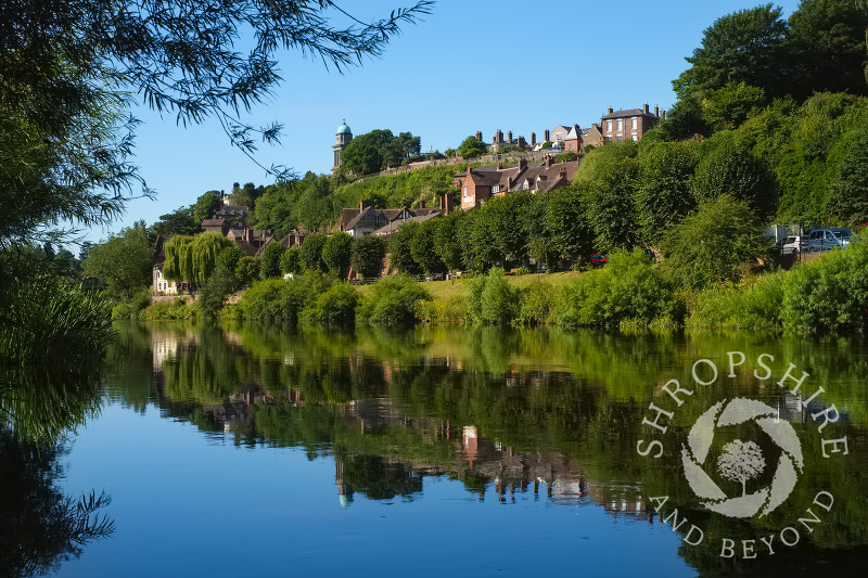 The market town of Bridgnorth, Shropshire, reflected in the River Severn.