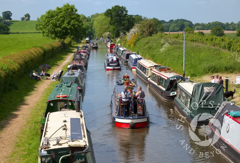Boats on the Shropshire Union Canal at Norbury Junction, Staffordshire.
