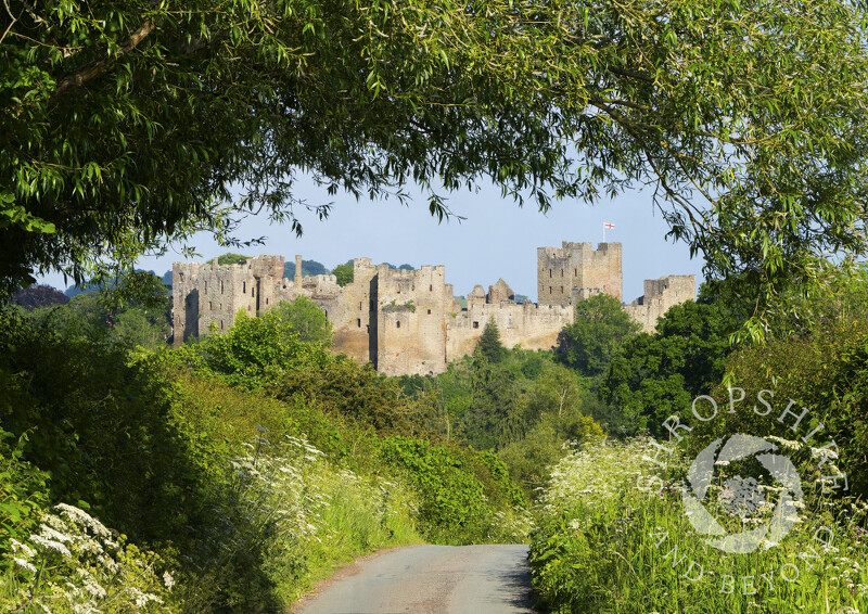 Ludlow Castle from Halton Lane, Ludlow, Shropshire.