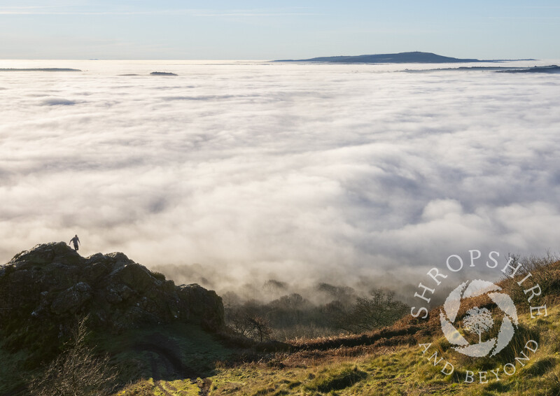 A temperature inversion seen from the summit of the Wrekin hill in Shropshire. Brown Clee is on the horizon.