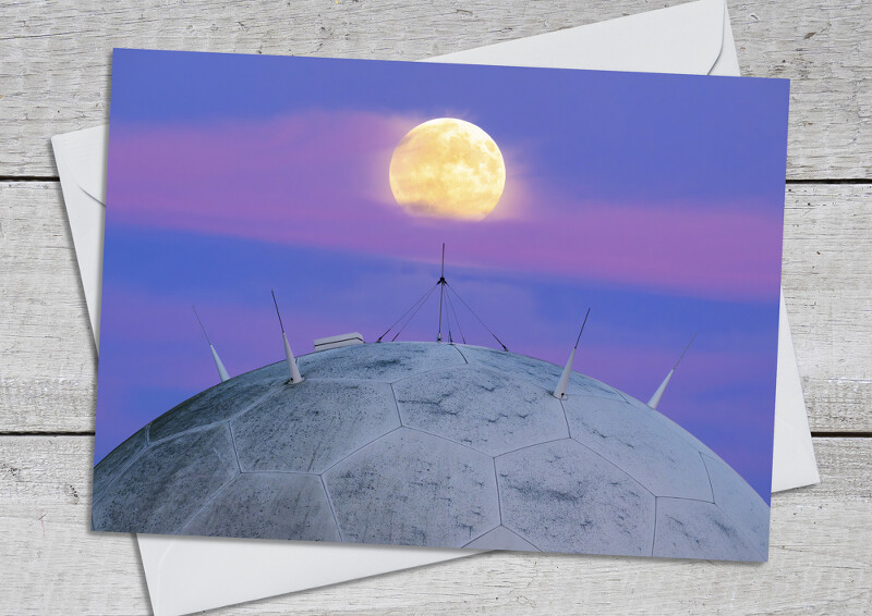 Moonrise over radar dome on Titterstone Clee, Shropshire.