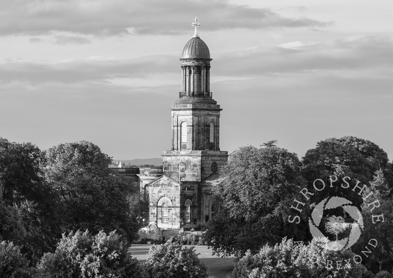 Evening light on St Chad's Church and the Quarry in Shrewsbury, Shropshire.